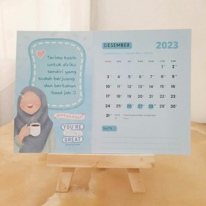 

Kalender Meja Muslimah 2023.Kalender Aesthetic.Kalender Meja Estetik