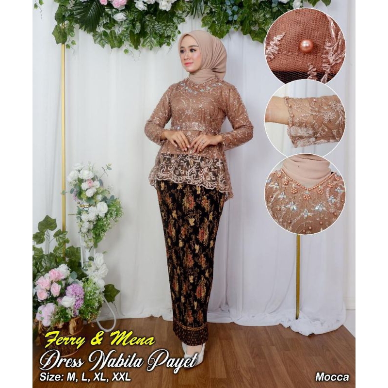 IndahKebaya • SETELAN KEBAYA WISUDA MODERN / KEBAYA NABILA PAYET KEKINIAN / BAJU LAMARAN COUPLE WISUDA KONDANGAN / WARNA BABYBLUE NAVY MAROON COKSU MOCCA WARDAH SILVER GOLD DUSTY ROSEGOLD