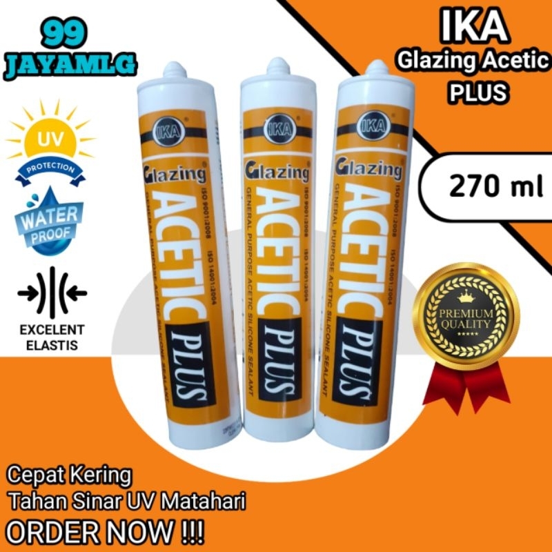 IKA Glazing Acetic Plus Silent Silicone Lem Kaca Aluminium Aquarium Kusen Pintu Keramik