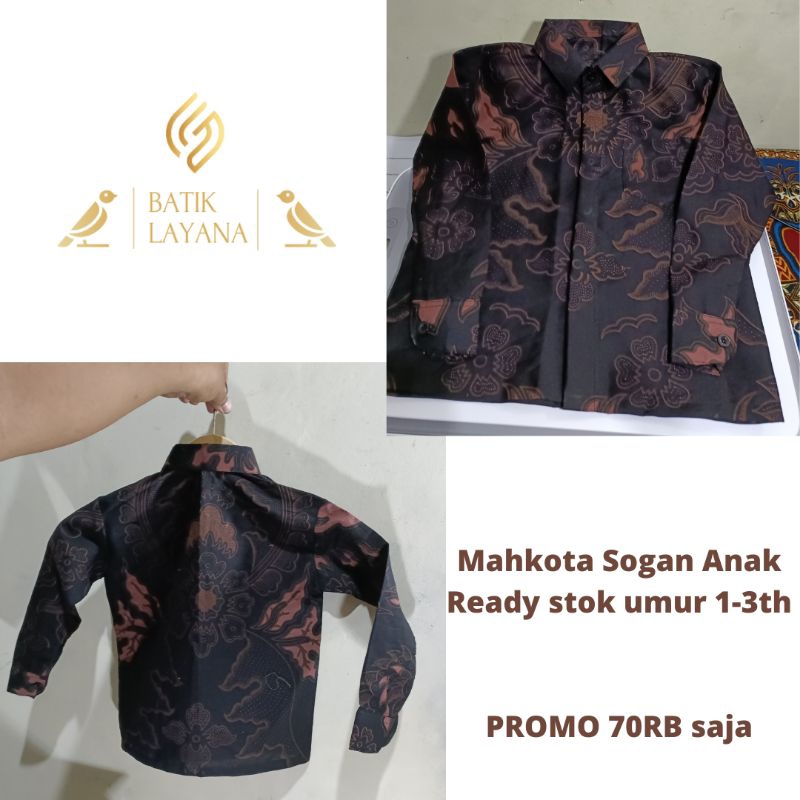 Kemeja Batik Anak Motif Mahkota Sogan Non Puring