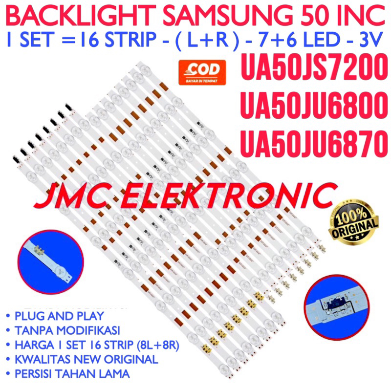 BACKLIGHT TV LED SAMSUNG 50 INC UA50JS7200 UA50JU6800 UA50JU6870 50JS 50JS7200 50JU6800 50JU6870 LAMPU BL 50 INC 50JS