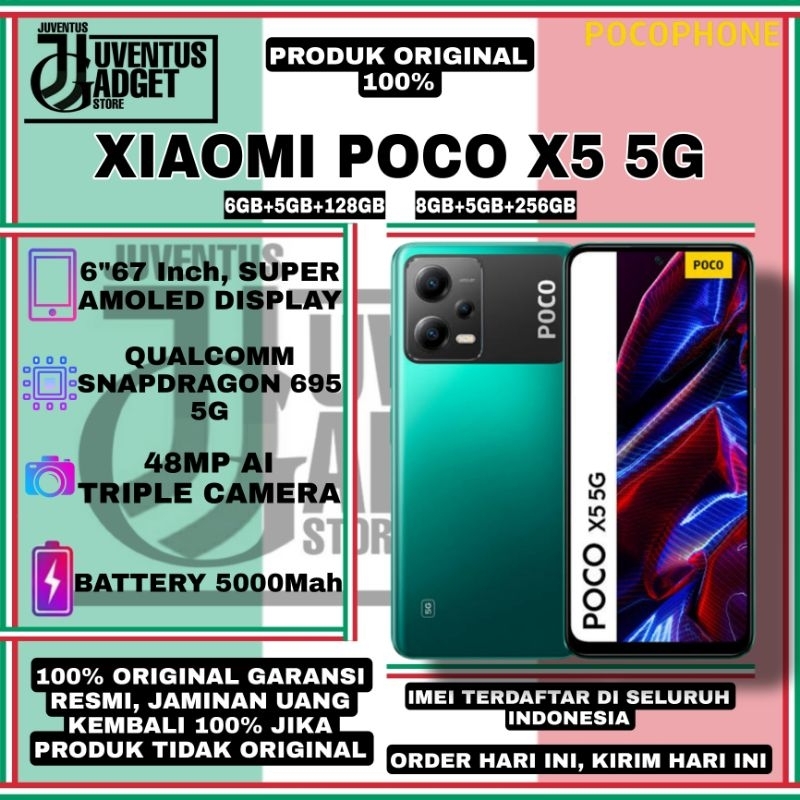 XIAOMI POCO X5 5G ( 6GB+5GB/128GB &amp; 8GB+5GB/256GB ) GARANSI RESMI TAM XIAOMI 100% ORIGINAL GARANSI RESMI XIAOMI
