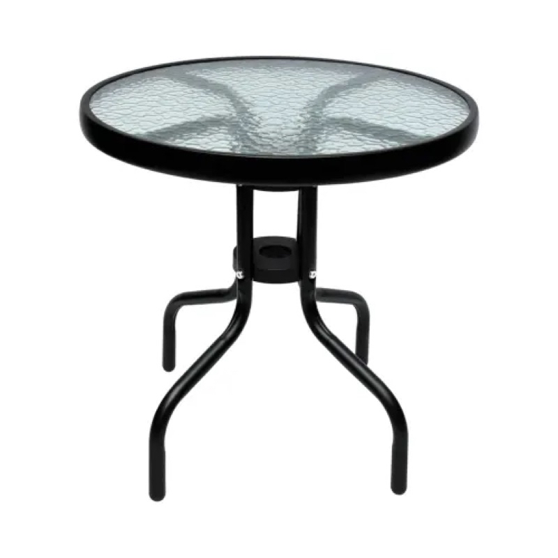 meja teras bulat kaca 51cm , meja bulat kaca , meja kopi