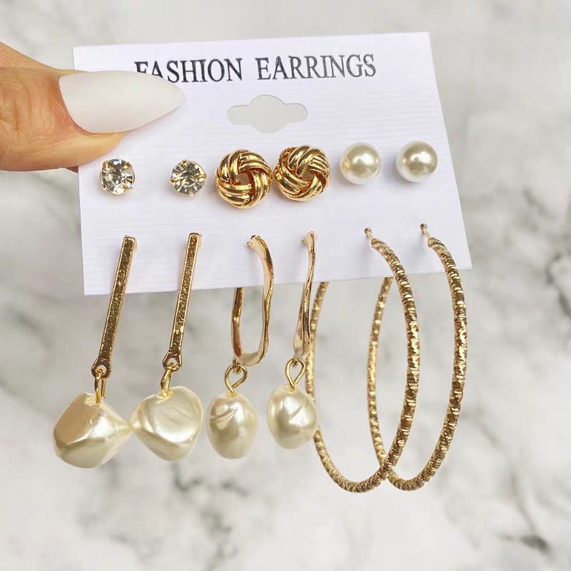 Anting Tusuk Wanita Korea Style 6 Pasang Anting Aksesoris Cewe