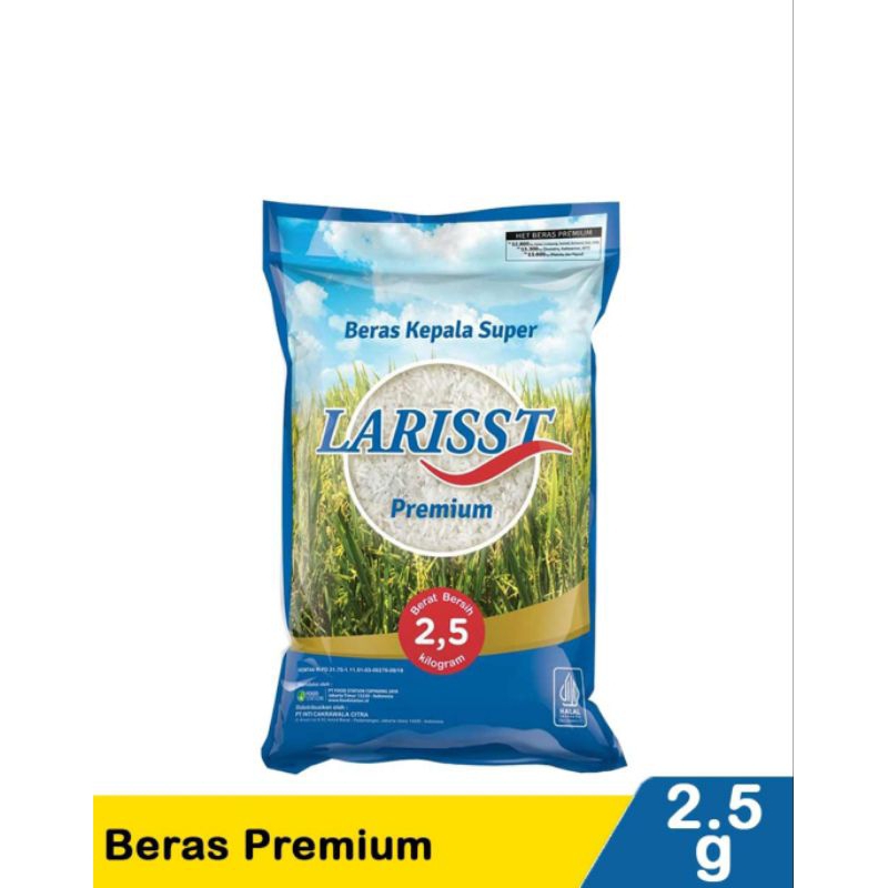 

LARISST Beras Premium Kepala Super 2.5kg - Pulen Dan Menutrisi
