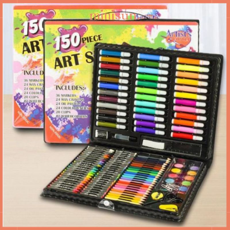 

Crayon Set 150 Pcs Pensil Warna Krayon Spidol Warna Crayon Art Set Alat Mewarnai