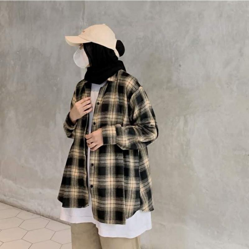 kemeja flanel lengan panjang remaja bestseller-Mozza