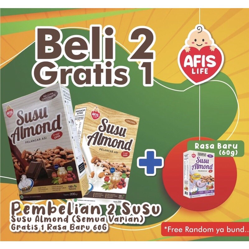 Afis Life Susu Almond Pelancar Asi Untuk Ibu Menyusui 200gr Original BPOM By Lidyamomnbaby