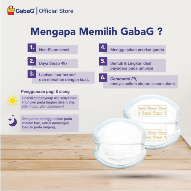 Gabag Disposable Breast Pad Penyerap ASI / Breastpad Classic Gabag