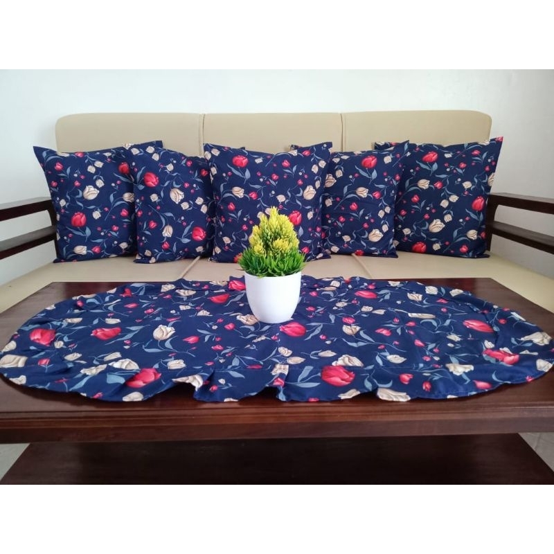 SARUNG BANTAL SOFA 40X40 DAN TAPLAK MEJA TAMU UKURAN 45 X 90 CM RUMBAI ANEKA MOTIF