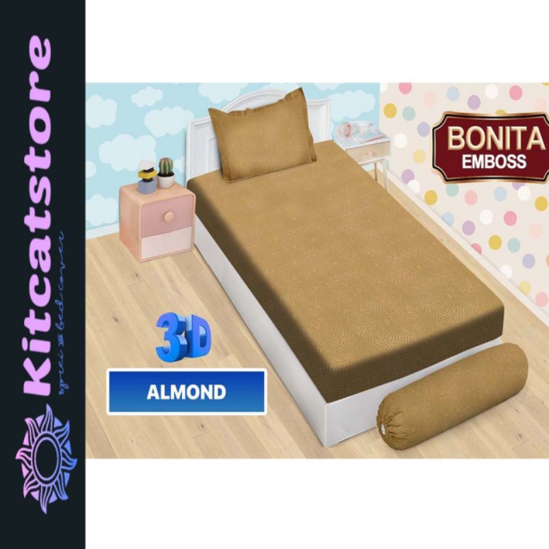 Sprei BONITA Single Flat (120x200) No3 Polos Emboss Terlaris Almond