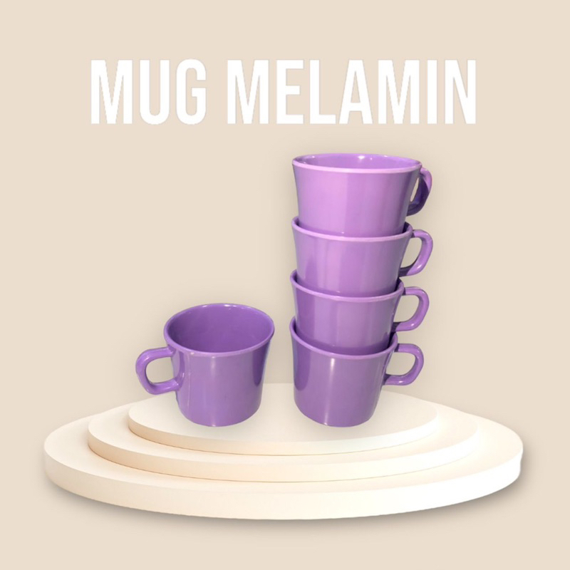 Gelas / Cangkir / Mug Gagang MELAMINE GLORI UNGU PASTEL / CANGKIR MINUM GELAS MINUM MELAMIN