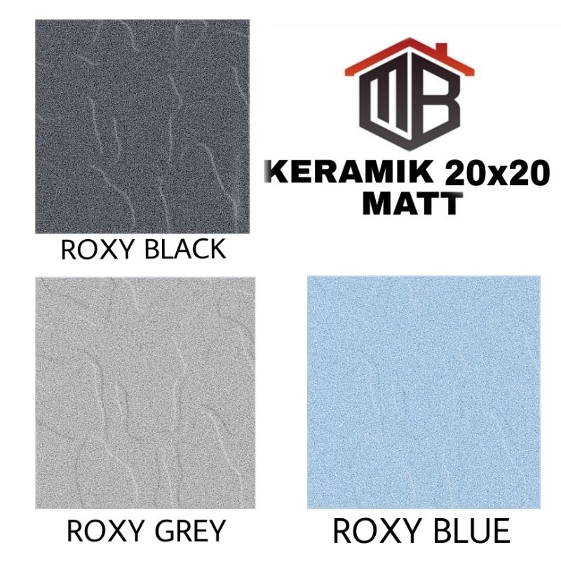 Keramik kamar mandi 20x20 asia tile roxy black,grey ,blue kw3