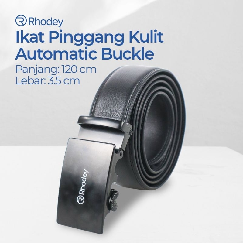 Rhodey Ikat Pinggang Pria Kulit Luxury Premium dengan Automatic Buckle - GSPR - Black