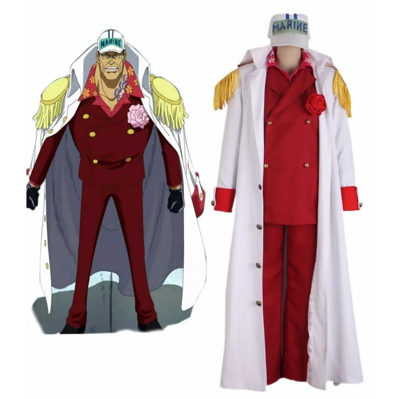 Akainu Sakazuki Cosplay One Piece Red Dog Akainu Sakazuki Kostum Cosplay Seragam Navy Laksamana Dibuat Sesuai Pesanan