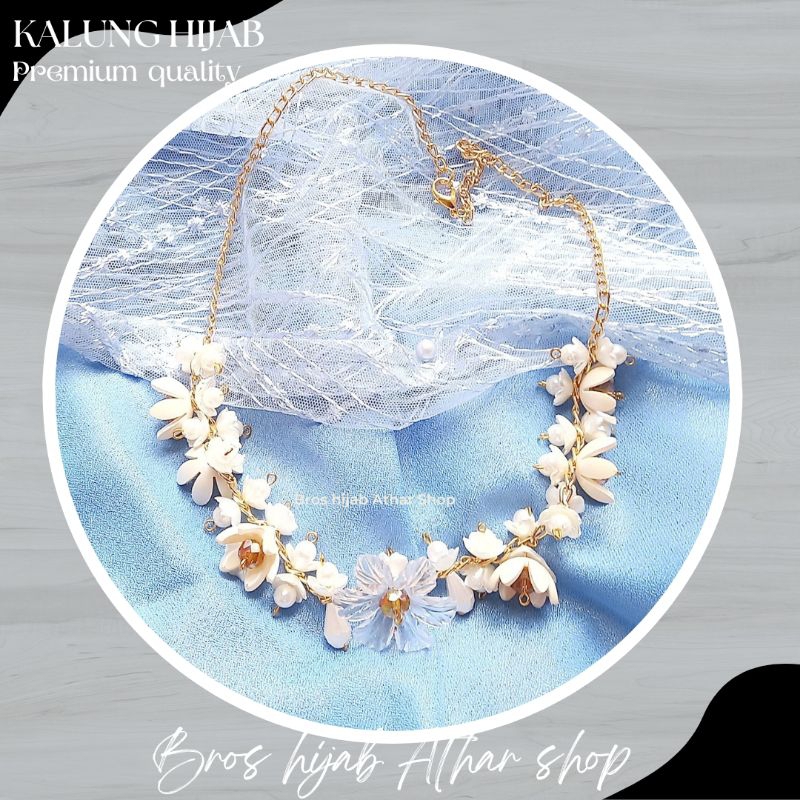 Premium Crystal Beads Necklace - Kalung Hijab Daily aksesoris Fashion kekinian By Athar Shop