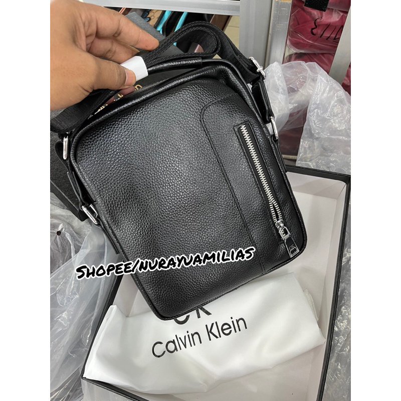 Tas selempang pria kulit asli celvin Klain import premium sling bag pria branded import