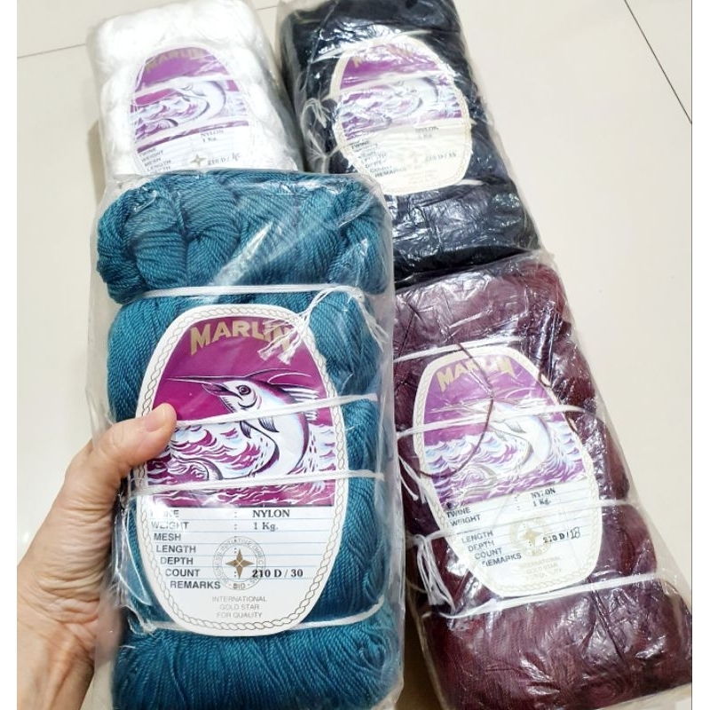 SENAR NYLON MARLIN N0. 3 S/D 90 HITAM PUTIH HIJAU COKLAT DIJUAL PER PACK