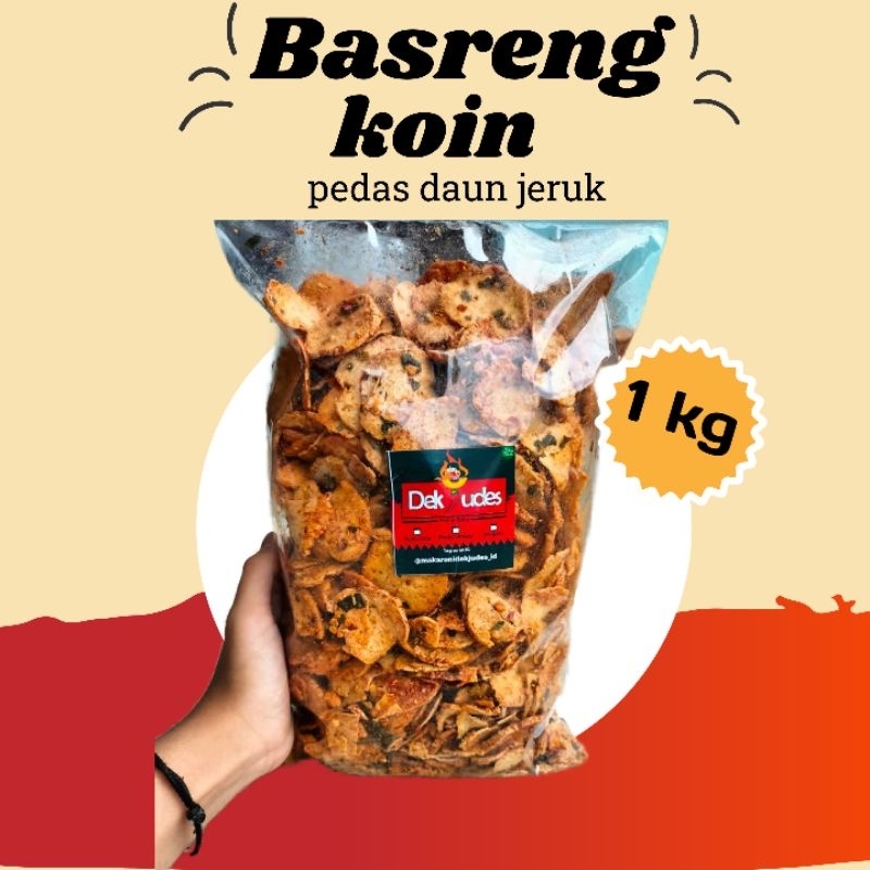 

basreng koin keping pedas daun jeruk kemasan 1 kilogram