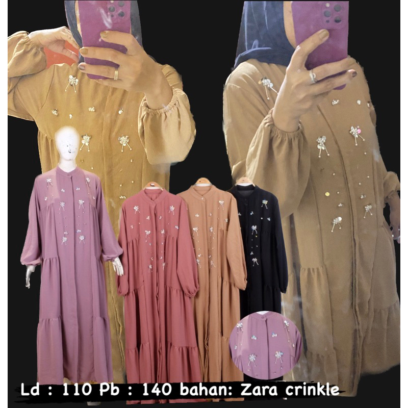 Gamis Payet Premium Crinkle busui - Cantika