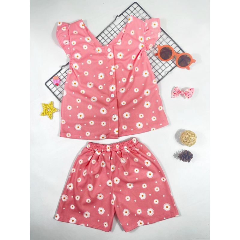 SETELAN BAJU ANAK PEREMPUAN/SETELAN MOTIF BUNGA DAISY