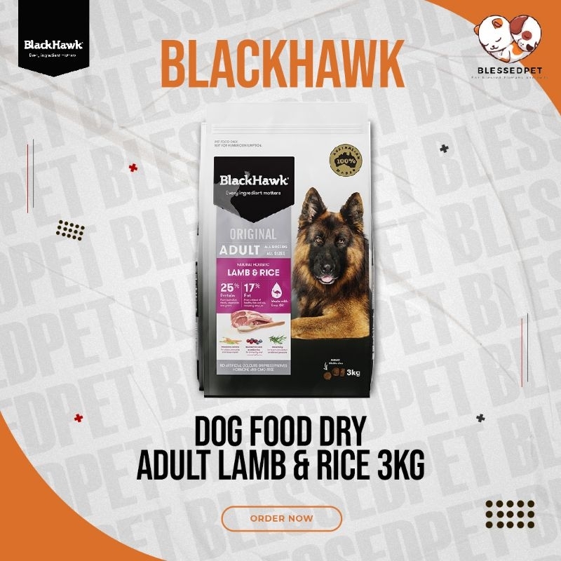 BLACKHAWK Dog Food Dry Adult Lamb & Rice 3kg