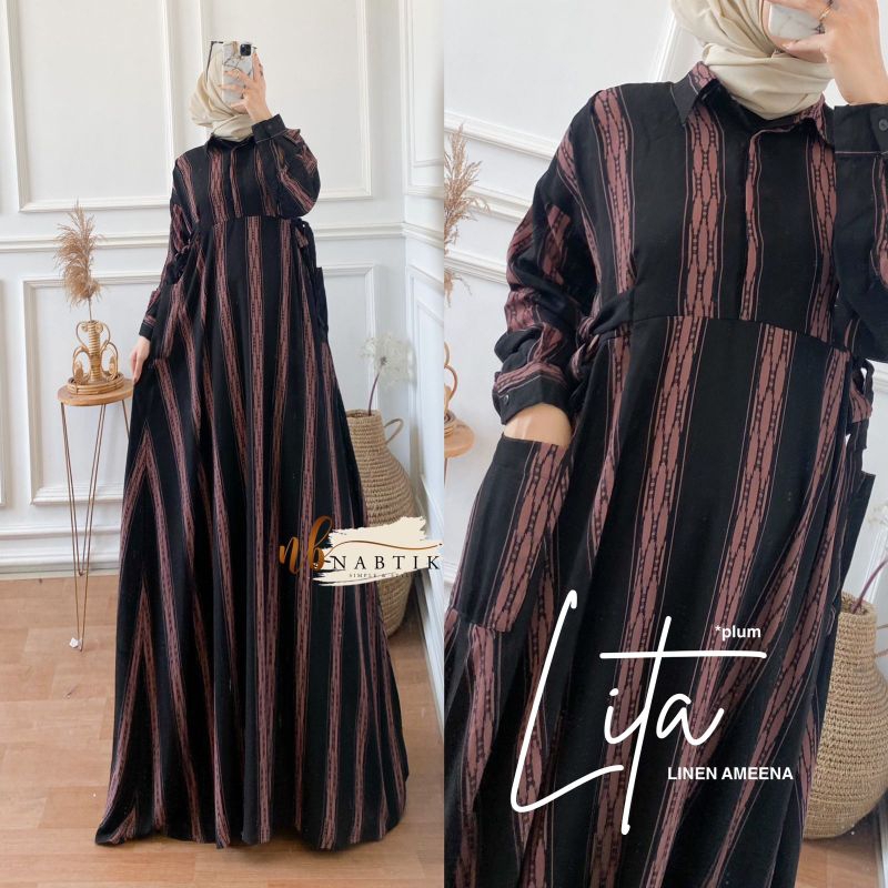 lita + sela gamis free size sampai jumbo ori nabtik