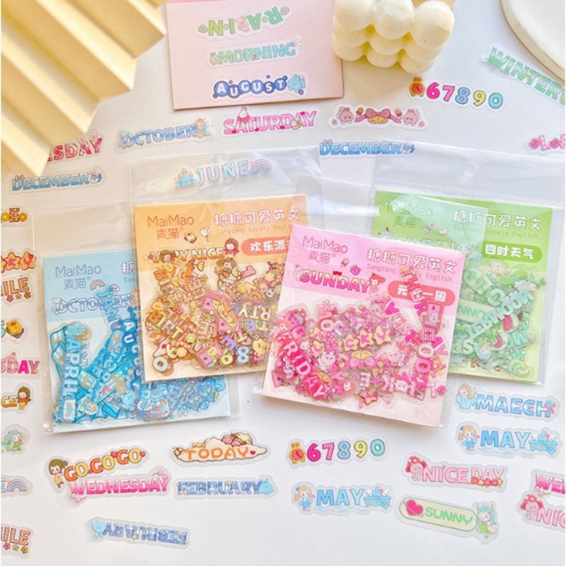 

KIANDAA 48PCS STICKER PACK BAHAN PET WATERPROOF TULISAN HURUF HARI BULAN UNTUK DECO JURNAL DIARY WARNA PASTEL COD STATIONERY MAKASSAR