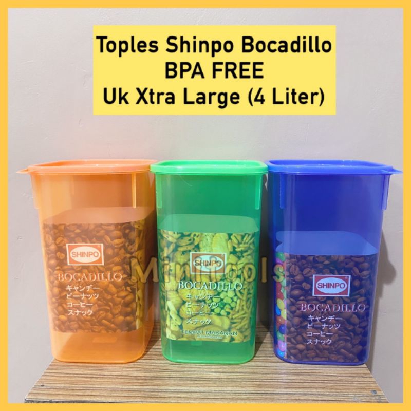 Toples Plastik Besar 4 L / Tempat Makanan Shinpo 304 XL Bocadillo