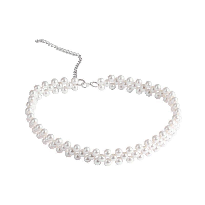 kalung mutiara berlapis triple in one choker