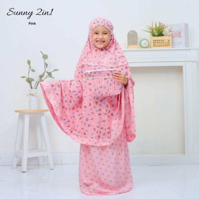 Mukena Anak Resleting Dagu Sunny 2in1