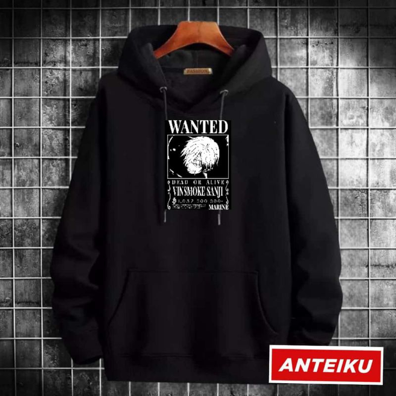 [Promo Sale] Sweater Hoodie Anime One Piece Wanted Bounty  Fleece Pria Wanita M-XXL