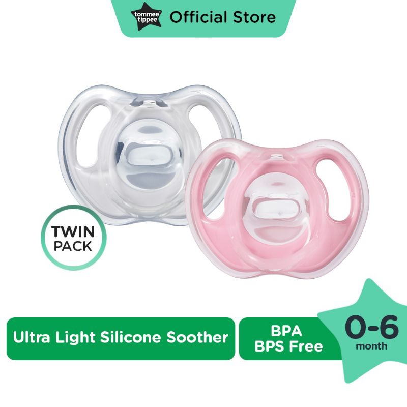 Tommee Tippee Ultra Light Silicone Soother - Twin Pack - Dot Empeng Bayi