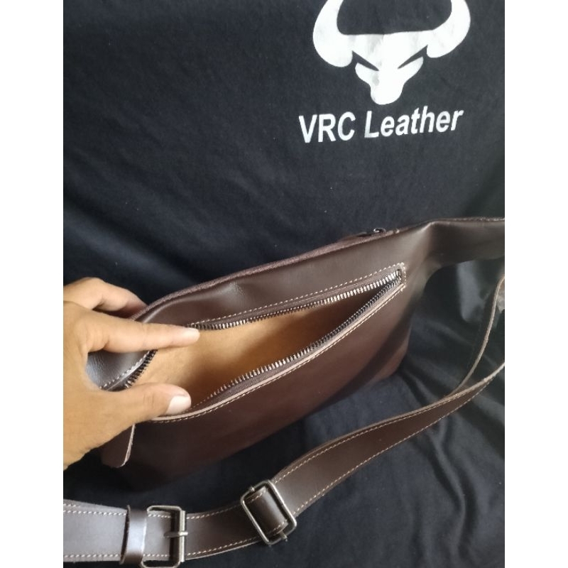 Tas Waistbag Classic Pria Kulit Sapi Asli Original