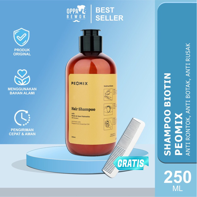 [ ORIGINAL 100% ] Shampoo Peomix Biotin Perawatan Rambut Hair Treatment ( pelebat rambut perawatan rambut rontok tipis )