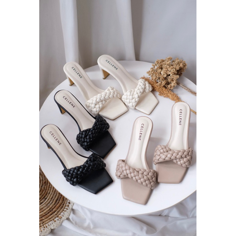 𝐂𝐄𝐋𝐋𝐄𝐍𝐄 Fay Braid Heels | sepatu wanita hak 7cm casual daily