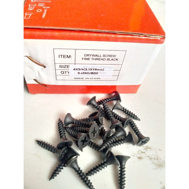 sekrup gypsum 6 x 3/4 sekrup hitam 3/4" (2cm) 1box sekrup gipsun 2cm