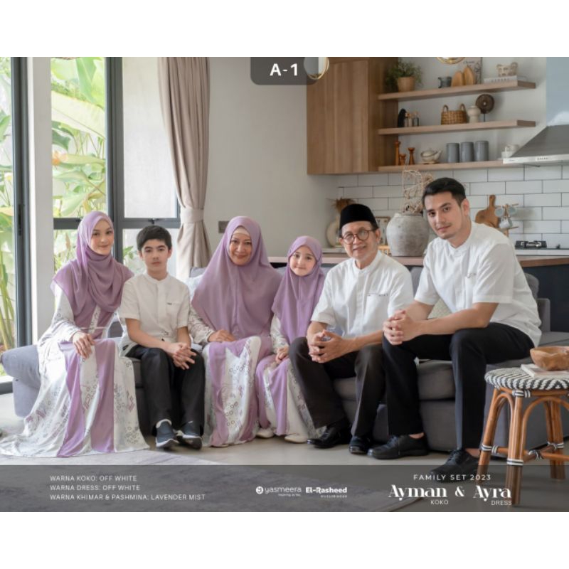 Sarimbit Family Set Ayman Ayra Putih Pink Putih Ungu Baju Couple Keluarga Baju Seragam Keluarga Leba