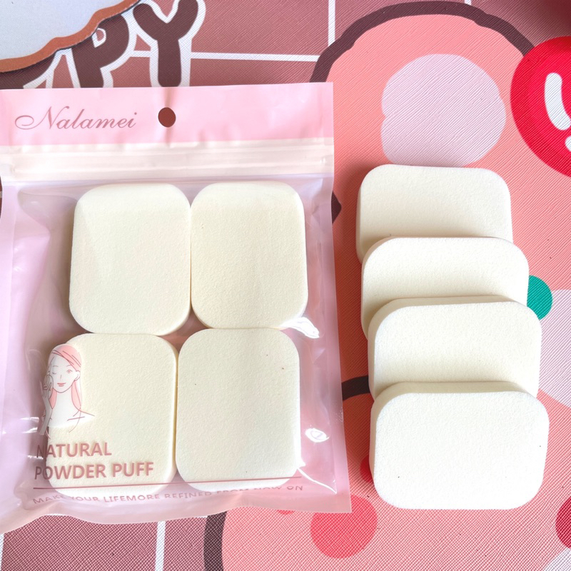 Spons Make Up Set  4 IN 1 Beauty Blender Sponge Bedak Isi 4 Pcs Powder Puff Foundation Makeup Puff Wajah Kemasan Plastik Import Murah Kualitas Tebal