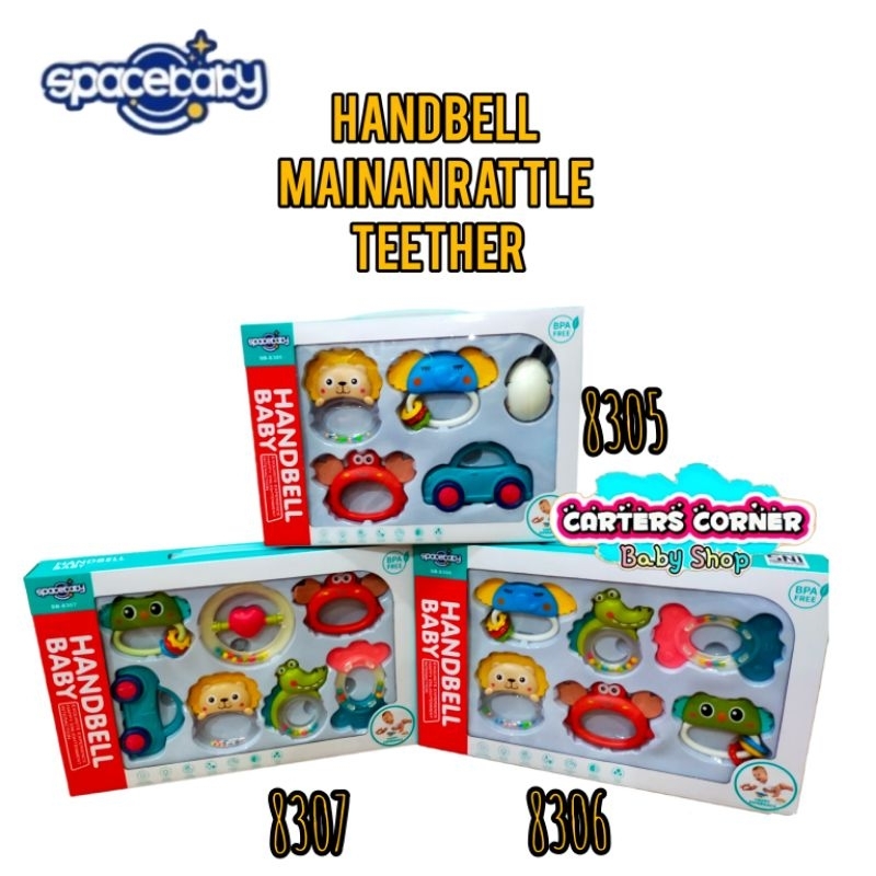 SPACE BABY HANDBELL MAINAN TEETHER BAYI GELANG BPA FREE DENGAN RATTLE SB 8307 (ISI 7 PCS) / HAND BELL SPACEBABY SB 8305 (ISI 5) / MAINAN GIGITAN BAYI DENGAN BUNYI BABY HAND RATTLE HAND BELL SB 8306