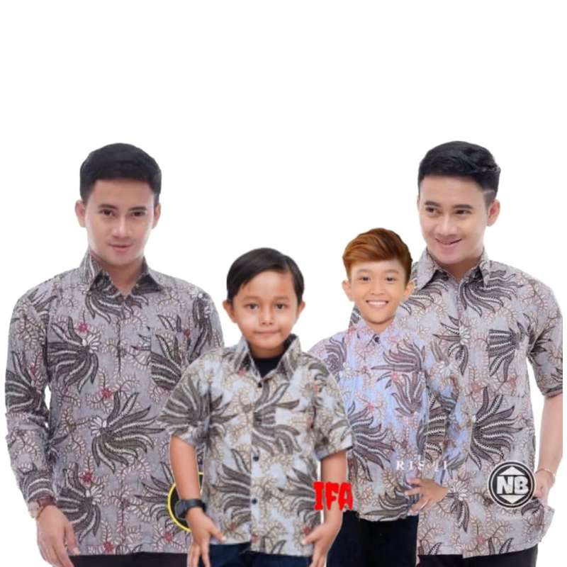 HEM BATIK ANAK AYAH MOTIF KUBIS ABU M L XL XXL