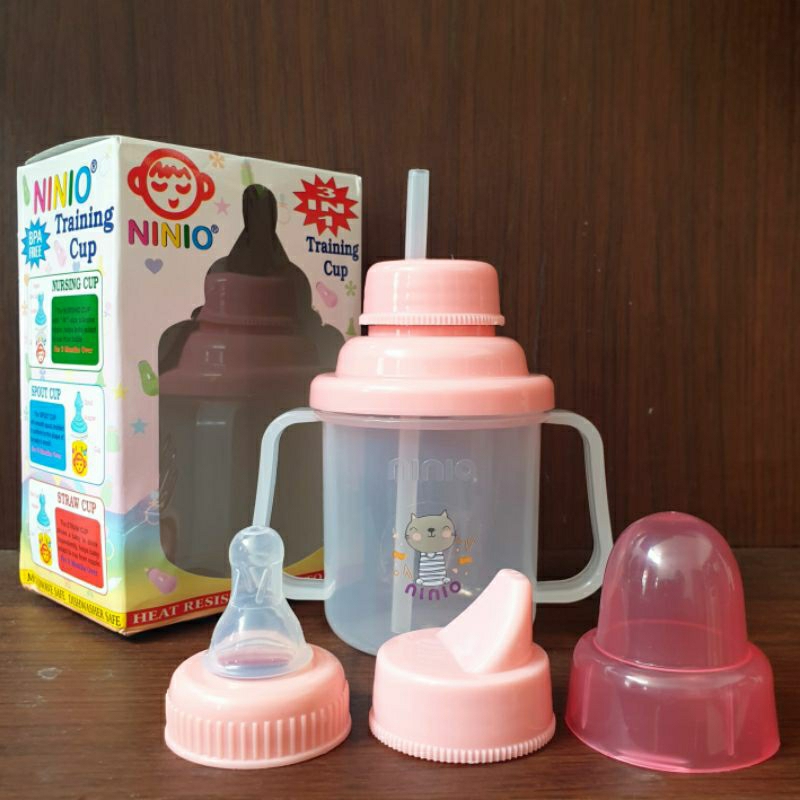 1 Set Dodo Training Cup 300ml 4 Step | Ninio Training Cup 3 Steps | BPA Free Non Toxic | Set Botol Minum Bayi 4 Tingkat 3m+