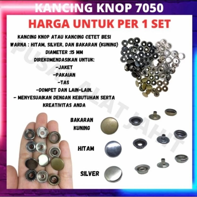 KANCING JEPRET CETEK CETET KNOP BESI JAKET TAS CELANA JEANS LEVIS SNAP RING BUTTON 7050 HITAM BLACK 