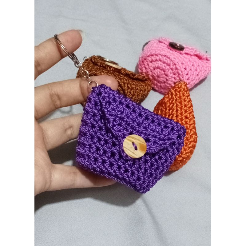 dompet koin rajut mini gantungan kunci