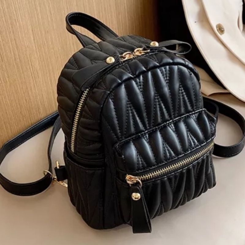 COD Ransel Mini Kulit Sintetis Motif Jait Jait Bordir / Ransel Wanita Remaja