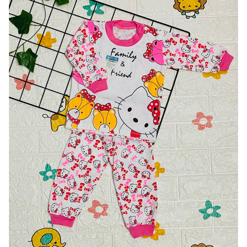 Baju bayi lengan panjang motif hello kity untuk usia 3-12 bulan