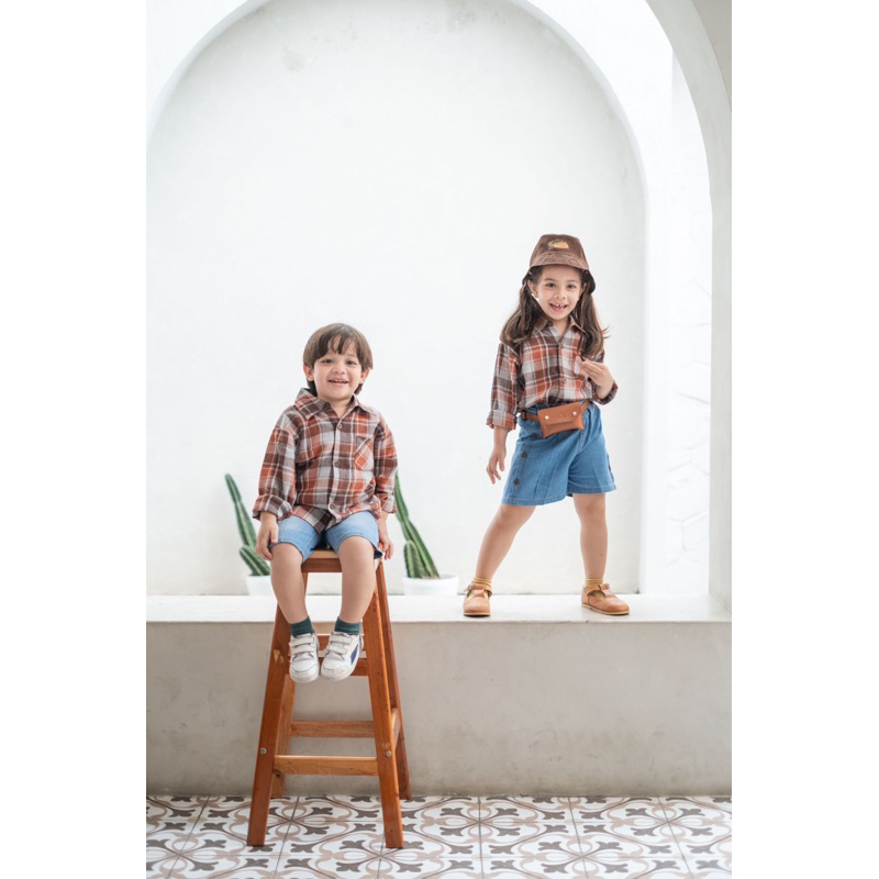 KIDS KEMEJA FLANEL COUPLE - Promo 10.10 Baju Anak Laki Laki Setelan Atasan Bayi Baby Kids Cewek Cowo Perempuan Katun Lucu Murah 1-6 Thn