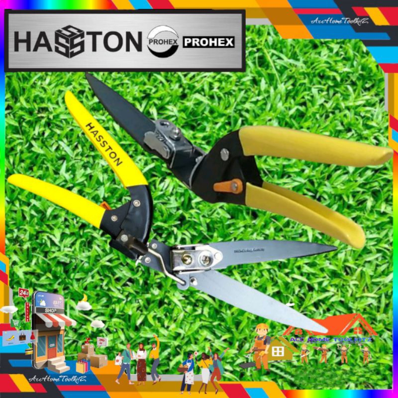 HASSTON 1350-010 ALAT GUNTING BERKEBUN 3 POSISI PANJANG GUNTING RUMPUT TAMAN BESI PROHEX PUTAR TIGA ARAH