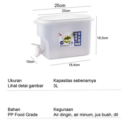 Dispenser Air Minum 3.5 liter Bisa Dibawa Kemana Mana / Dispenser Jus Infused Water / Dispenser Tempat Air Dingin Dispenser Air Mini / Dispenser Box Kontainer Masuk Kulkas