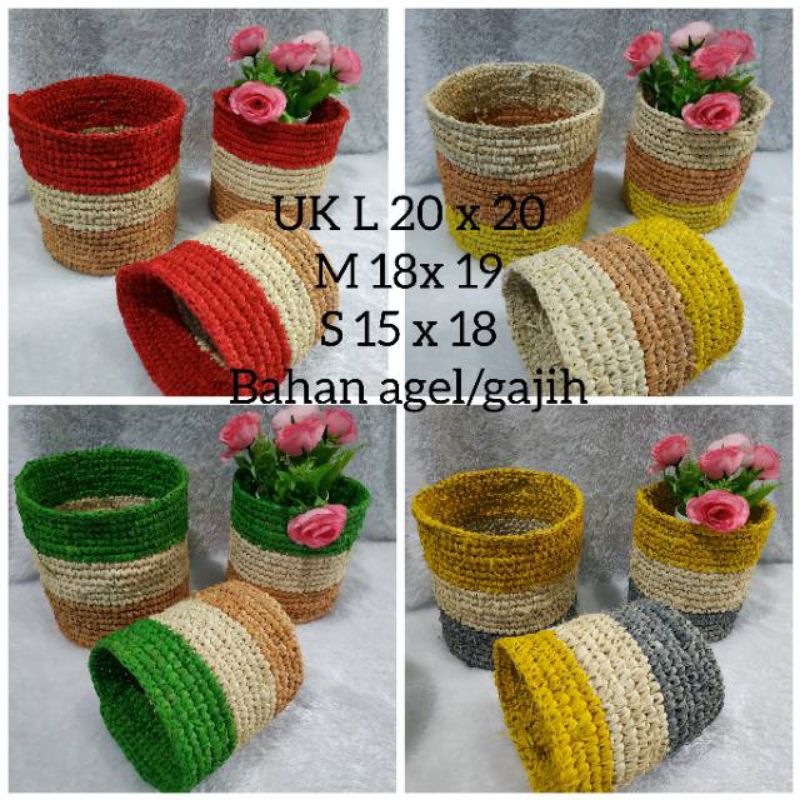 Cover Pot 3Pcs / Anyaman seagrass pandan / Pot / Pot bunga Bunga